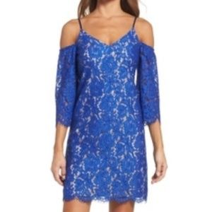 Chelsea28 Off The Shoulder Cobalt Blue Lace Dress